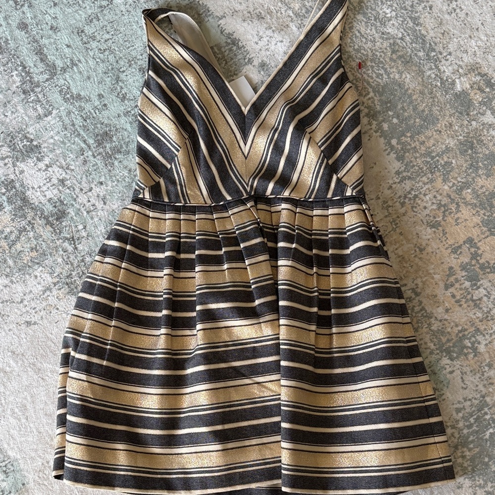 J. Crew Gold and Black Striped Dress nwt